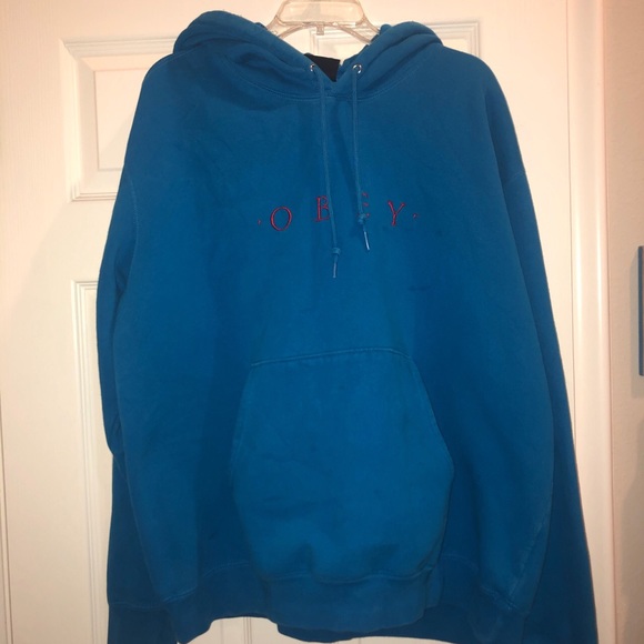 blue obey hoodie